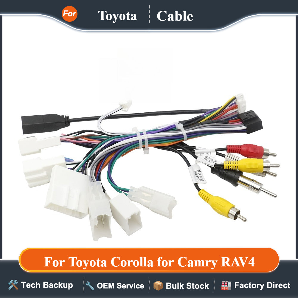 RP5-TY-001 Car Audio DVD 16PIN for Toyota Corolla for Camry RAV4 Car Adaptation Android Wire Harness Power Cable CanBus Adapter