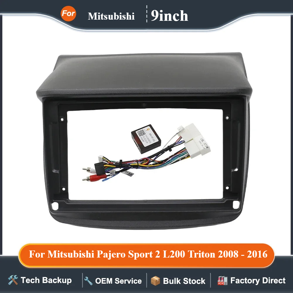 9 Inch Car Fascia Radio Panel DVD Frame Dash Kit Install Adapter Console For Mitsubishi Pajero Sport 2 L200 Triton 2008 - 2016
