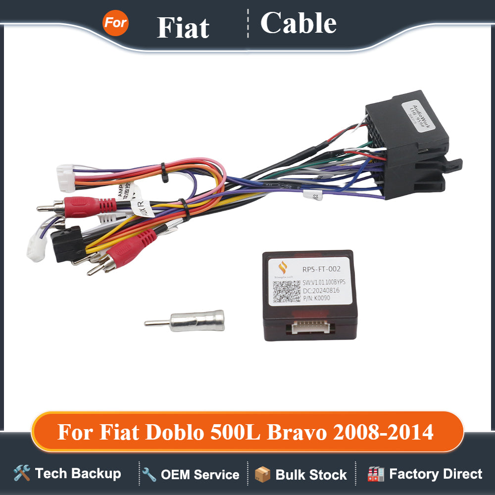 Car 16pin Wiring Harness Adapter Canbus Box Decoder Android Radio Power Cable For Fiat Doblo 500L Bravo 2008-2014