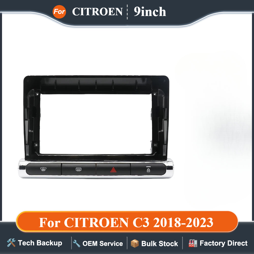 9 inch 22.86cm Car Frame Fascia For CITROEN C3 2018-2023 Fitting Panel Kit Adapter Android Radio Dashboard Head Unit Mounting