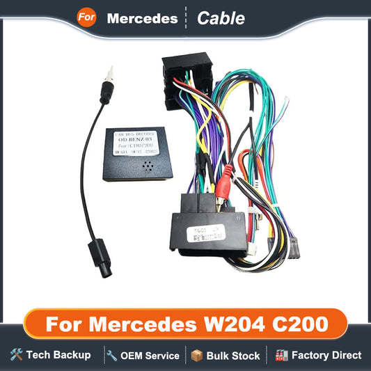 Wiring Harness Quadlock Connector 16 Pin Plug CAN Bus Decoder Car Android Accessories 12V Cable Adapter for Mercedes W204 C200