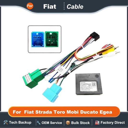 Wiring Harness CAN Bus Decoder RCA Connector Car Android Unit 16 Pin Plug Cable Adapter for Fiat Strada Toro Mobi Ducato Egea