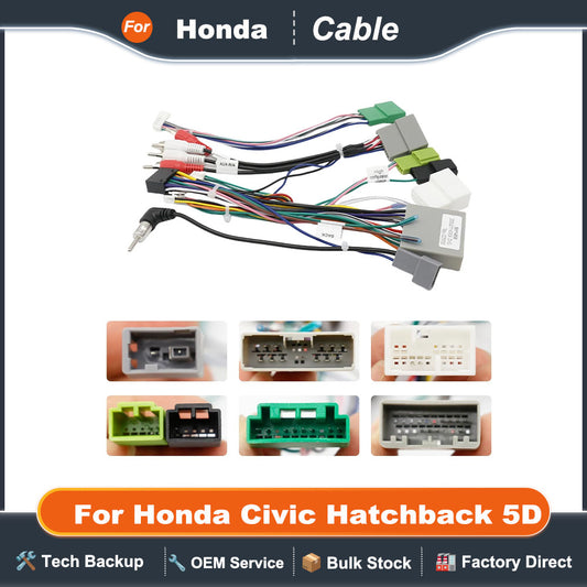16pin Car Wiring Harness Adapter Canbus Box Decoder for Honda Civic Hatchback 5D European Android Radio Power Cable