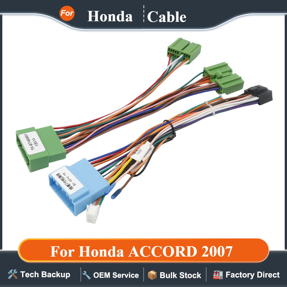 16Pin cables Harness Car Radio Android DVD Stereo For honda ACCORD 2007 audio screen multimedia video player navigation MP3 MP5