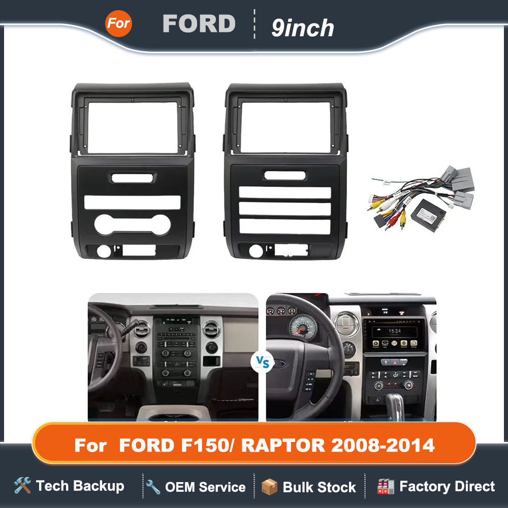 For 2008-2014 FORD F150/ RAPTOR (9INCH, LHD,)Car Radio Fascias Android GPS MP5 Stereo Player 2 Din Head Unit Panel Dash Frame