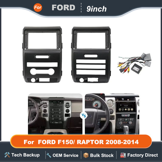 For 2008-2014 FORD F150/ RAPTOR (9INCH, LHD,)Car Radio Fascias Android GPS MP5 Stereo Player 2 Din Head Unit Panel Dash Frame