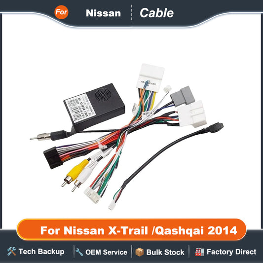 Car Radio 2 Din Canbus Box Decoder For Nissan X-Trail /Qashqai 2014 Cables 16 PIN Wiring Harness Plug Power Cable Android
