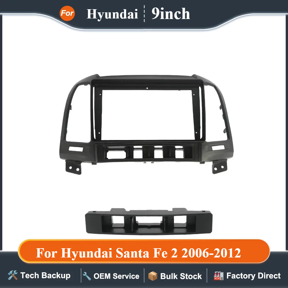 9 inch Car Radio Frame Fascia For Hyundai Santa Fe 2 006-01 DVD Trim Panel Dashboard Mount Kit  Din Installation Stereo