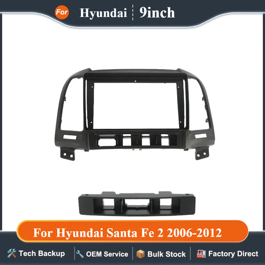 9 inch Car Radio Frame Fascia For Hyundai Santa Fe 2 006-01 DVD Trim Panel Dashboard Mount Kit  Din Installation Stereo