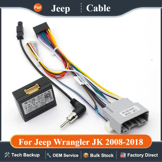For Jeep Wrangler JK 2008-2018  Aftermarket DVD Radio Player Stereo Installation Car 16pin Android Wiring Harness With Canbus