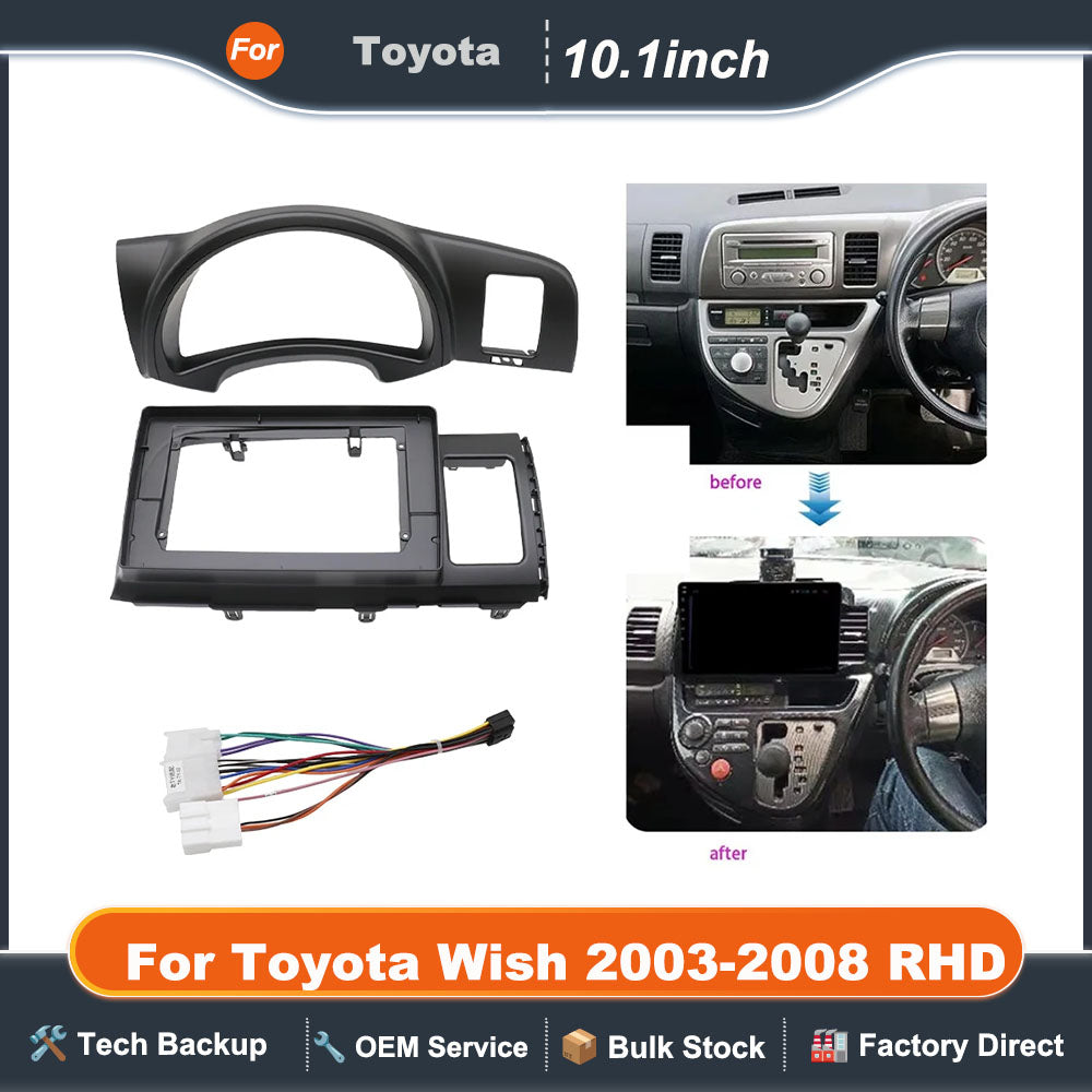 10.1 Inch Car Frame Fascia Adapter Android Radio Audio Dash Fitting Panel Kit For Toyota Wish 2003-2008 RHD