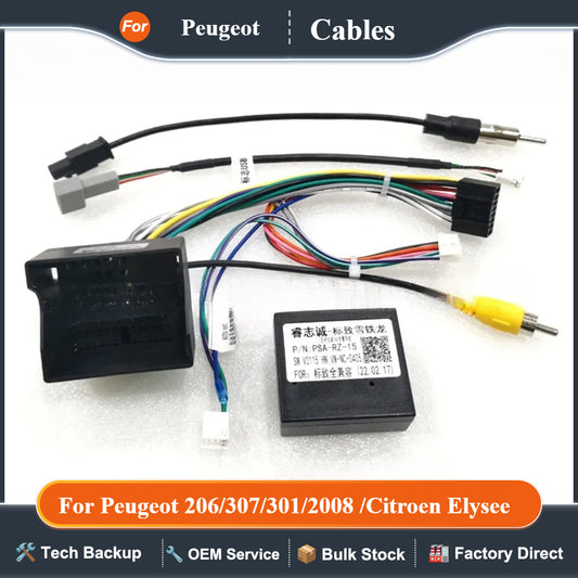 Canbus Box Decoder PSA-RZ-15 For Peugeot 206/307/301/2008 /Citroen Elysee/DS6/DS3/C3 16 PinPower Harness Wiring Cables Car Radio