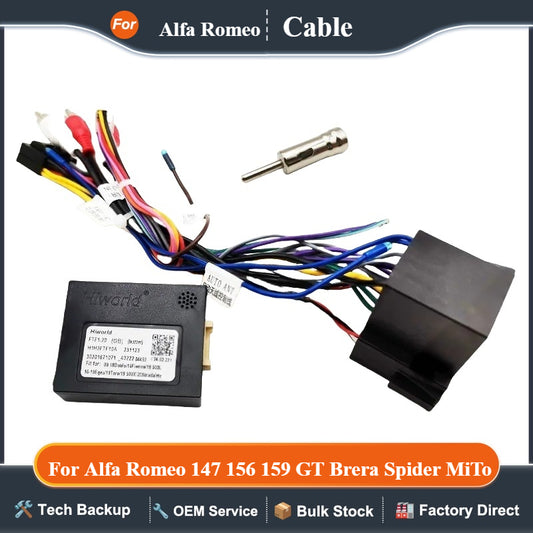 Radio Wiring Harness, CAN Bus Decoder, ISO Connector, 16 Pin Cable Adapter, for Alfa Romeo 147 156 159 GT Brera Spider MiTo