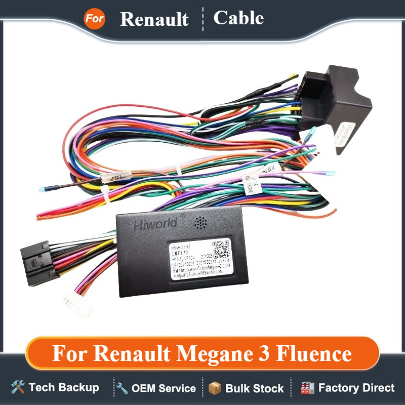 Quadlock Wiring Harness CAN Bus Decoder 16 Pin Plug to 12 Pin Connector Car Android Cable Adapter for Renault Megane 3 Fluence