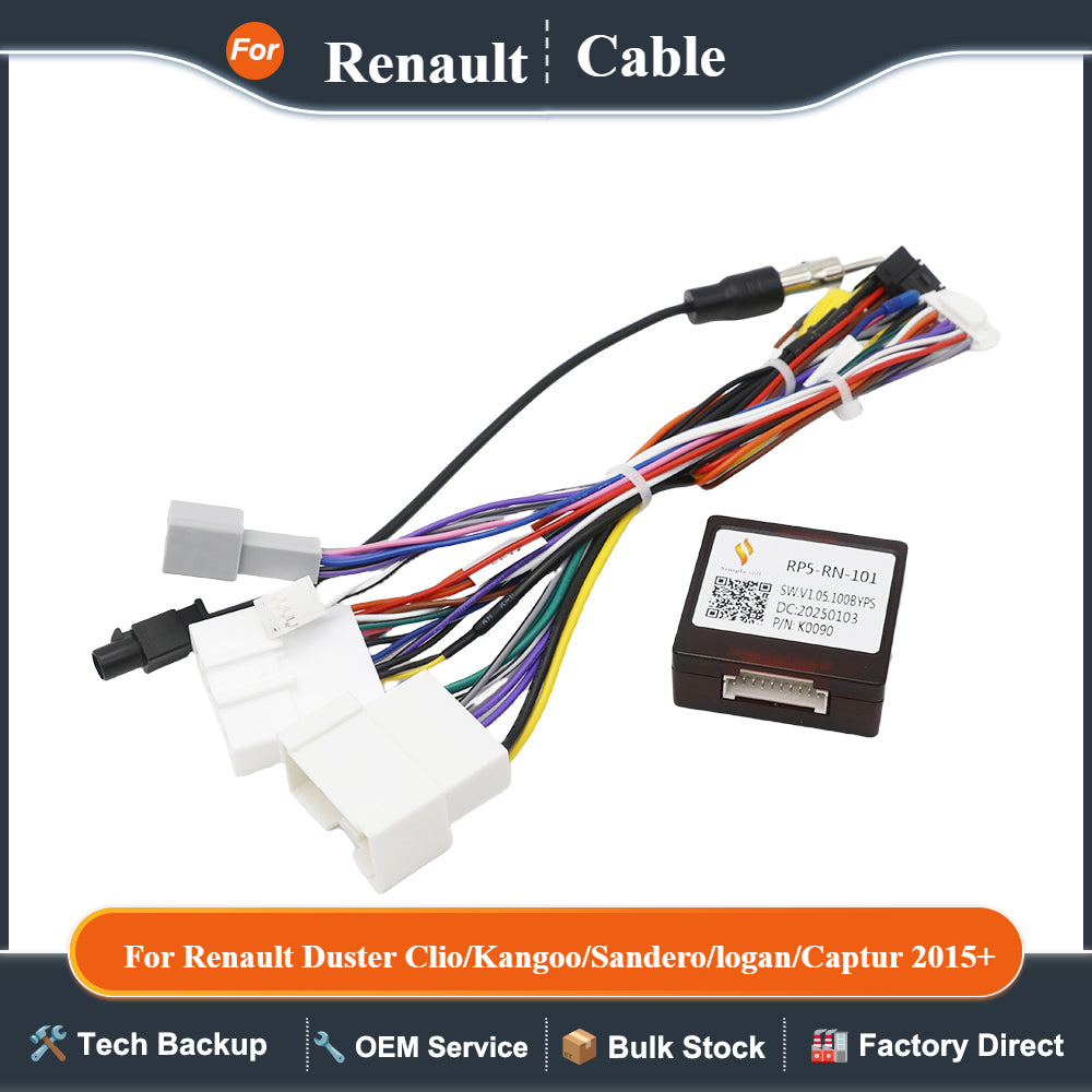 KRS-EN-03 Canbus Box for Renault Duster Clio/Kangoo/Sandero/logan/Captur 2015+ Power Cable Audio Adaptor RP5-RN-101