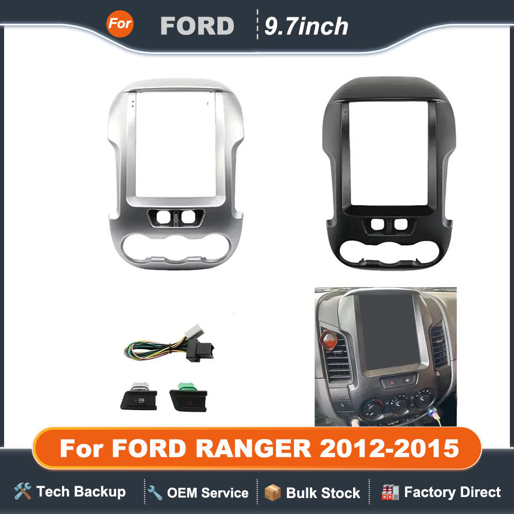 9.7 Inch 2 Din Car Radio Fascias For FORD RANGER 2012-2015 Tesla Style Multimedia Frame Video Player Navigation DVD Panel Trim