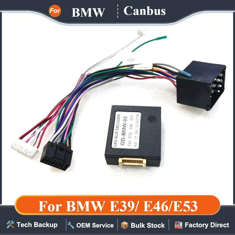 Car Radio Canbus Box Decoder OD-BMW-02 For BMW E39/ E46/E53 Harness Wiring Cables 16 PIN Wiring Harness Plug Power Cable Android