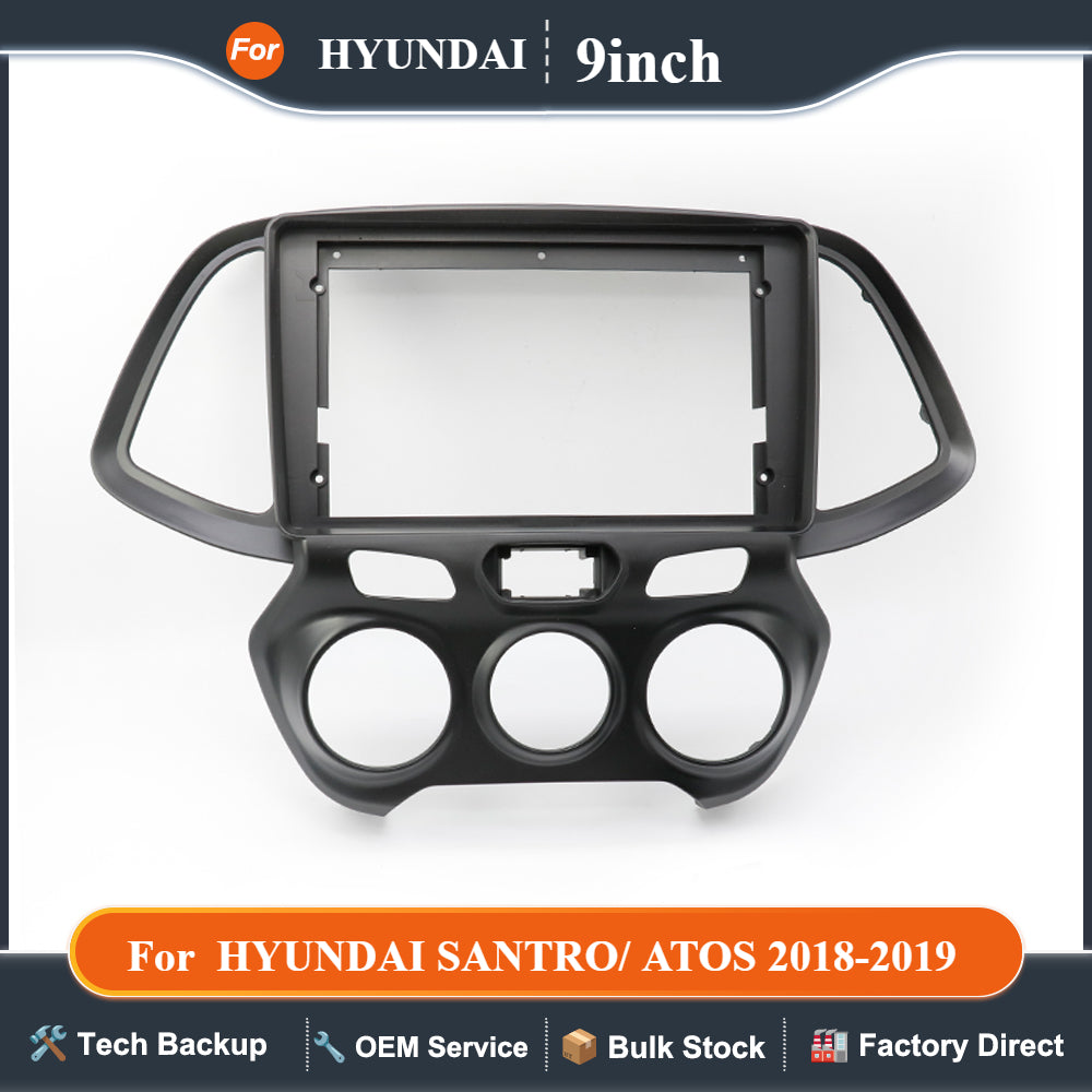Car Audio 9" Big Screen Fascia Frame Adapter For 2018-2019 HYUNDAI SANTRO/ ATOS 2Din Dash DVD Player Fitting Panel  Kit
