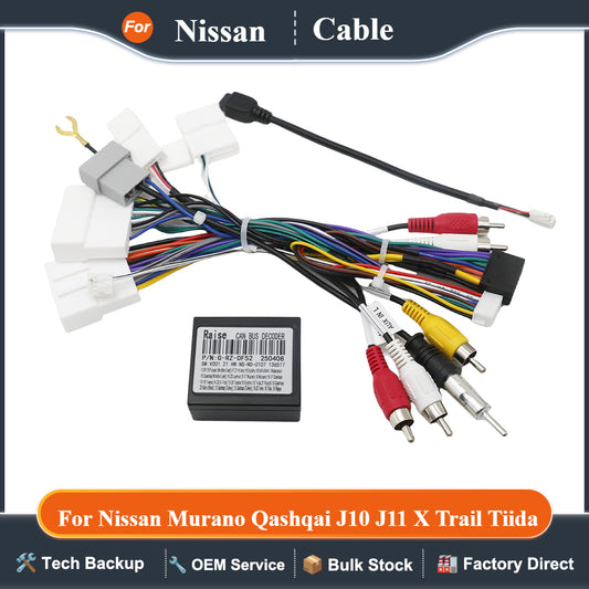 For Nissan Murano Qashqai J10 J11 X Trail Tiida Car Radio Stereo Harness Cable Adapter for SYLPHY Terra Bluebird Kicks Versa