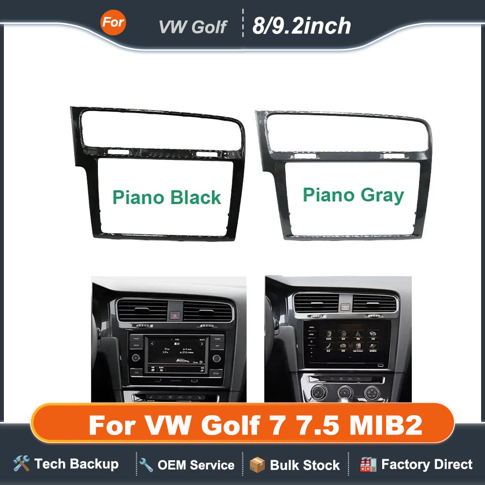 8 inch 9.2  car Radio Frame Decorative Piano Black/Gray/ Fibre Touch Screen Bezel Trim FasciasFor VW Golf 7 7.5 MIB2