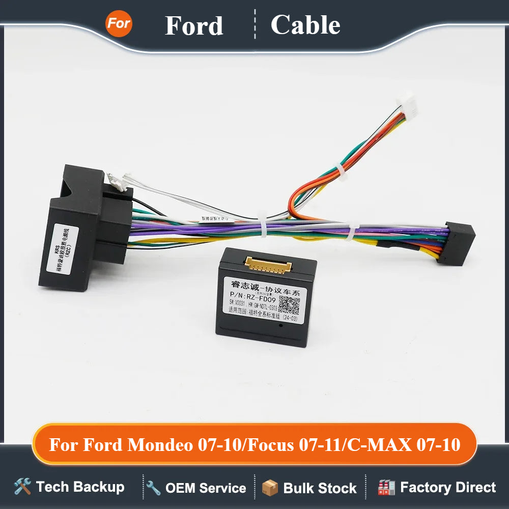 Car Stereo Audio 16PIN Android Power Wiring Harness Cable Adapter With Canbus Box For Ford Mondeo 07-10/Focus 07-11/C-MAX 07-10