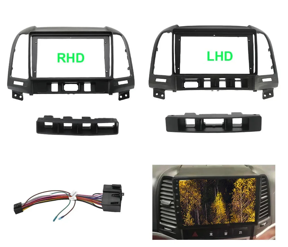 9 inch Car Radio Frame Fascia For Hyundai Santa Fe 2 006-01 DVD Trim Panel Dashboard Mount Kit  Din Installation Stereo