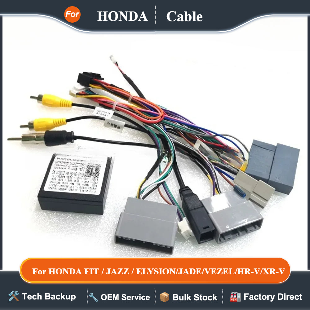 For HONDA FIT / JAZZ / ELYSION/JADE/VEZEL/HR-V/XR-V Android 2 DinCar Radio Canbus Box Decoder Wiring Harness Adapter Power Cable