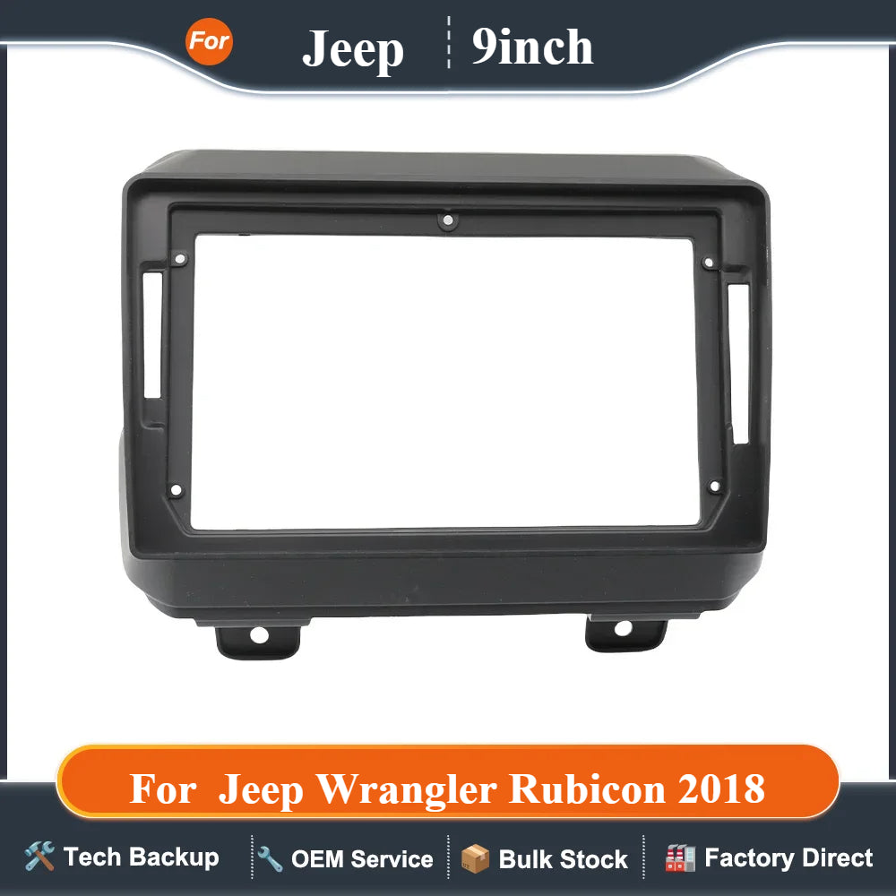 AUTODAILY Car Audio 9" Big Screen DVD Fascia Frame Adapter For  Jeep Wrangler Rubicon 2Din Dash Installation Panel  Kit