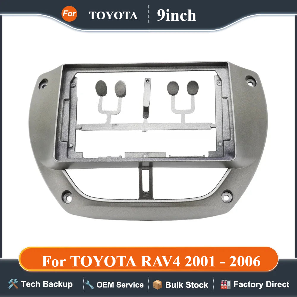 9 Inch Car Fascia For TOYOTA RAV4 2001 2002 2003 2004 2005 2006 Video Panel Player Audio Dash 2 Din Frame Dashboard Mount Kit