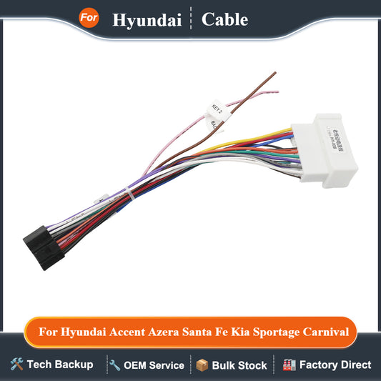 16 Pin Connector Car Android Cable Adapter for Hyundai Accent Azera Santa Fe Kia Sportage Carnival 24 Pin Radio Wiring Harness