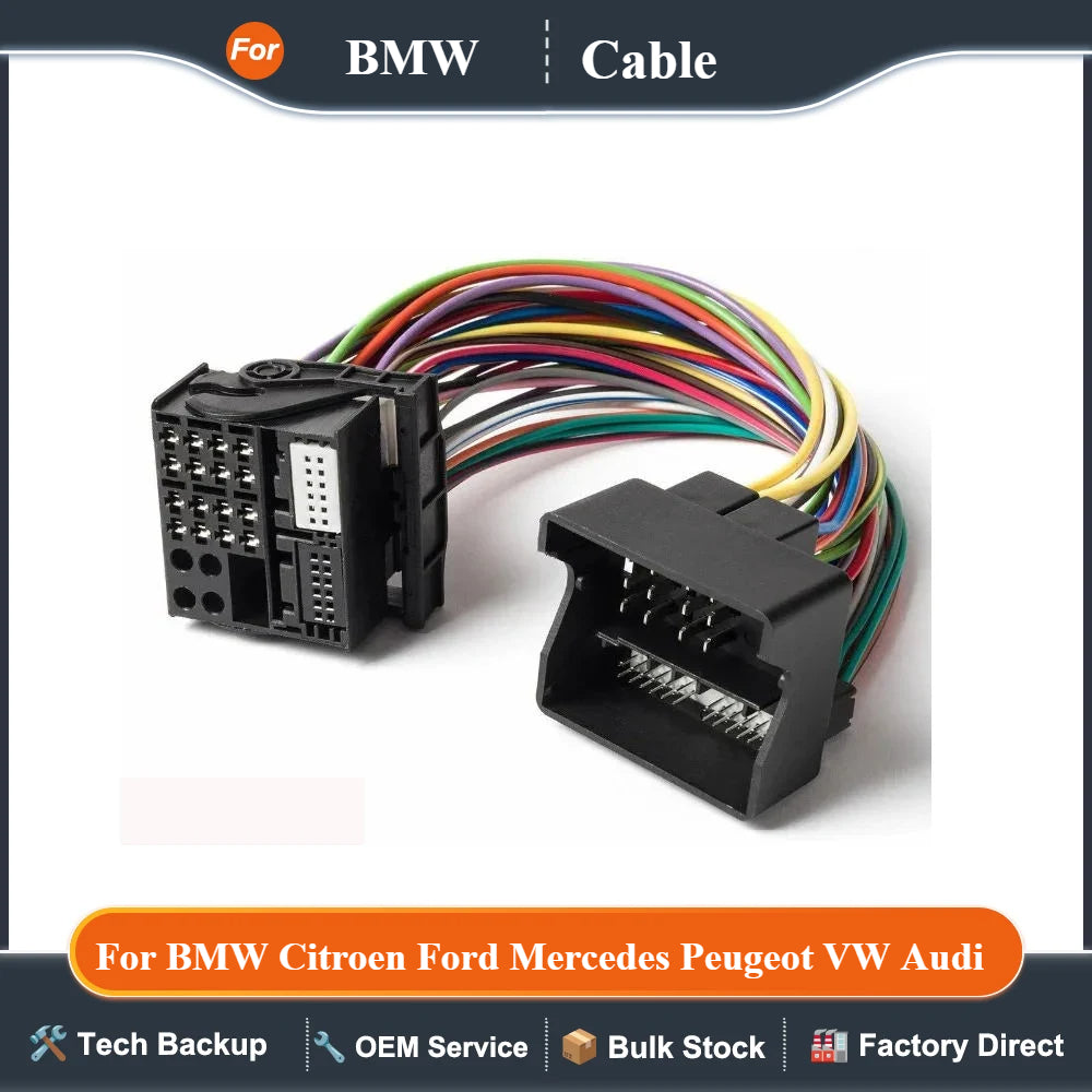 40 Pin Quadlock Extension Adapter Cable Plug Play Wiring Harness for BMW Citroen Ford Mercedes Peugeot VW Audi SEAT Opel Skoda
