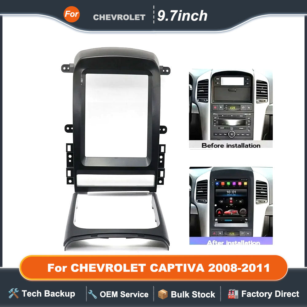 9.7 Inch 2 Din Car Radio Fascias For CHEVROLET CAPTIVA 2008-2011 Tesla Style Multimedia Frame Video Player DVD Panel Trim