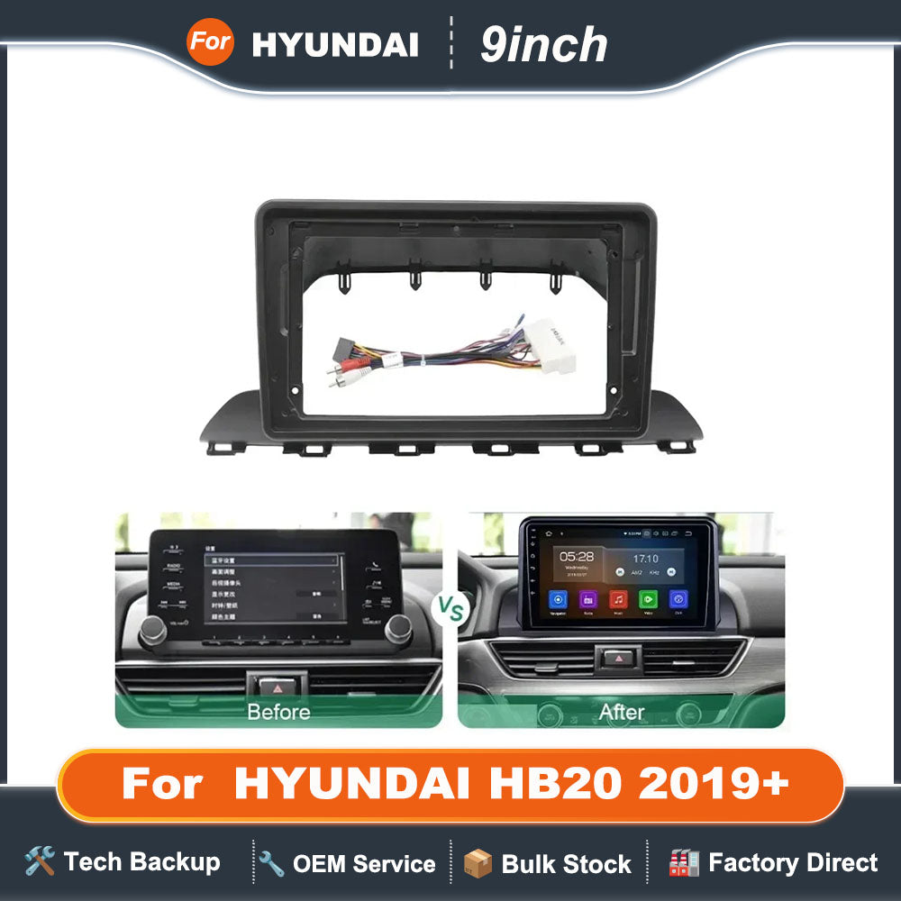 9"Car Audio Big Screen Fascia Frame Adapter For 2019+ HYUNDAI HB20 2Din Stereo Dash Installation Panel Frame Kit