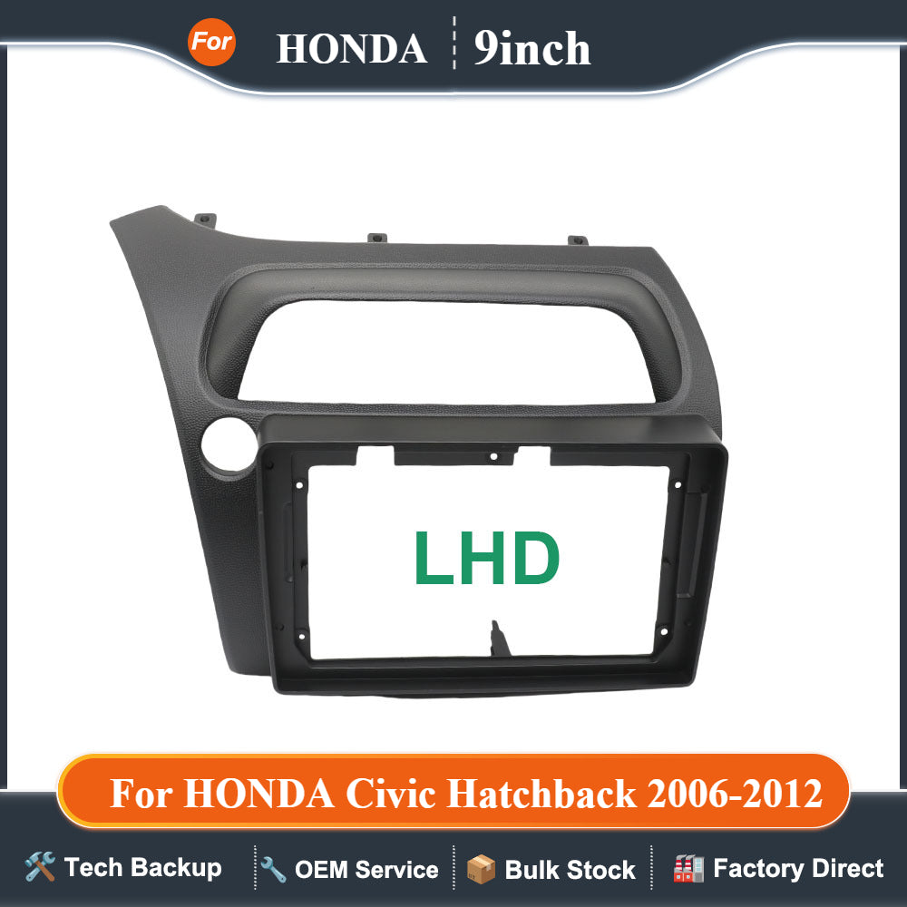 9 Inch Android Car Radio Fascias For HONDA Civic Hatchback 2006-2012 Stereo Player Frame 2DIN Head Unit Dash Panel Installation