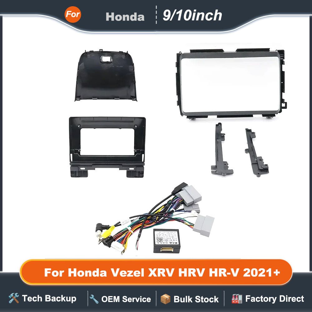 For Honda Vezel XRV HRV HR-V 2021+ 9/10 Inch Car Frame Fascia Adapter Canbus Box Decoder Android Radio Dash Fitting Panel Kit