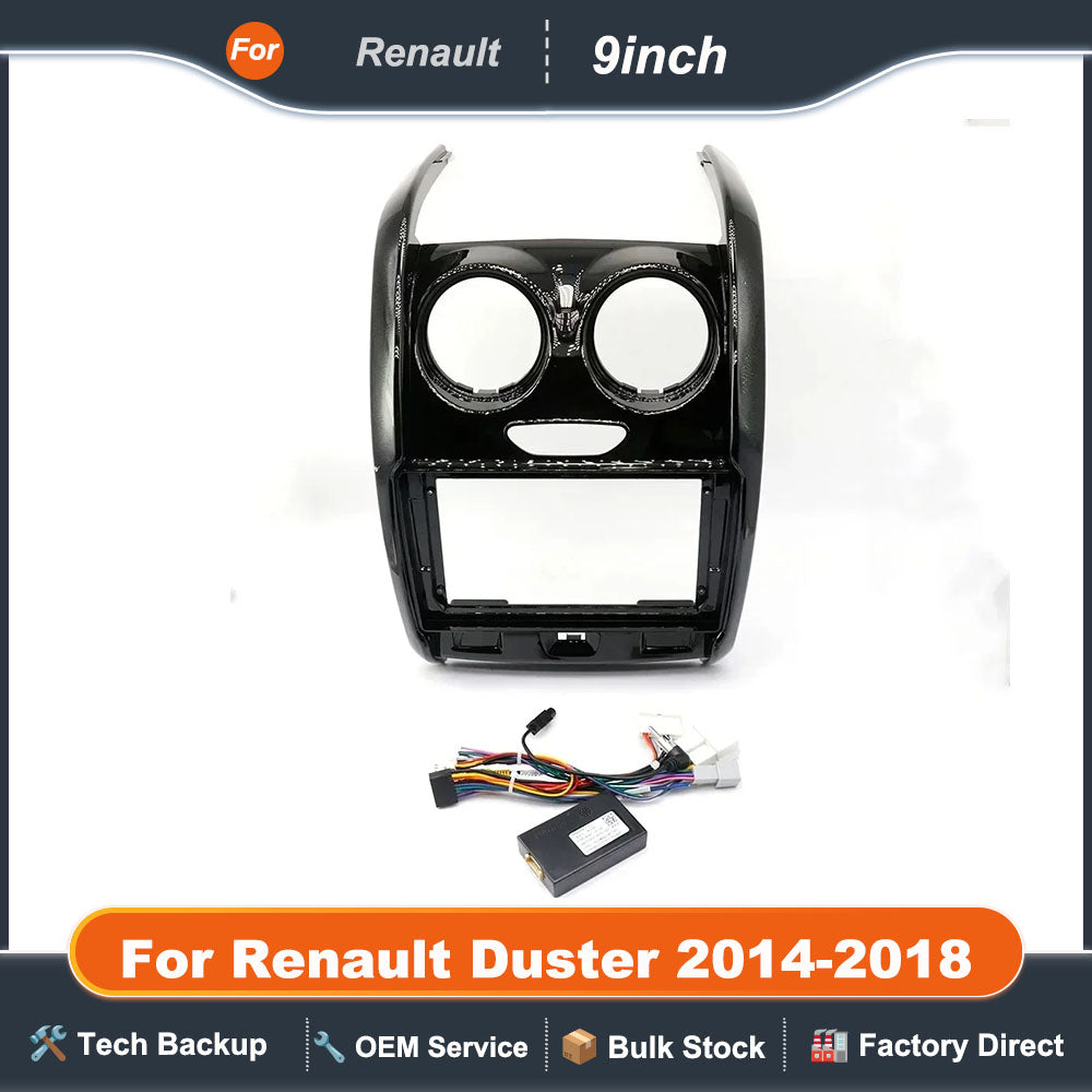 For Renault Duster 2014-2018 9 Inch Car Frame Fascia Adapter Canbus Box Decoder LADA Largus Android Radio Dash Fitting Panel Kit