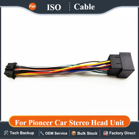 Radio Wiring Harness Adapter, 16 Pin to ISO Connector, Plug and Play Wiring Cable for Pioneer Car Stereo Head Unit