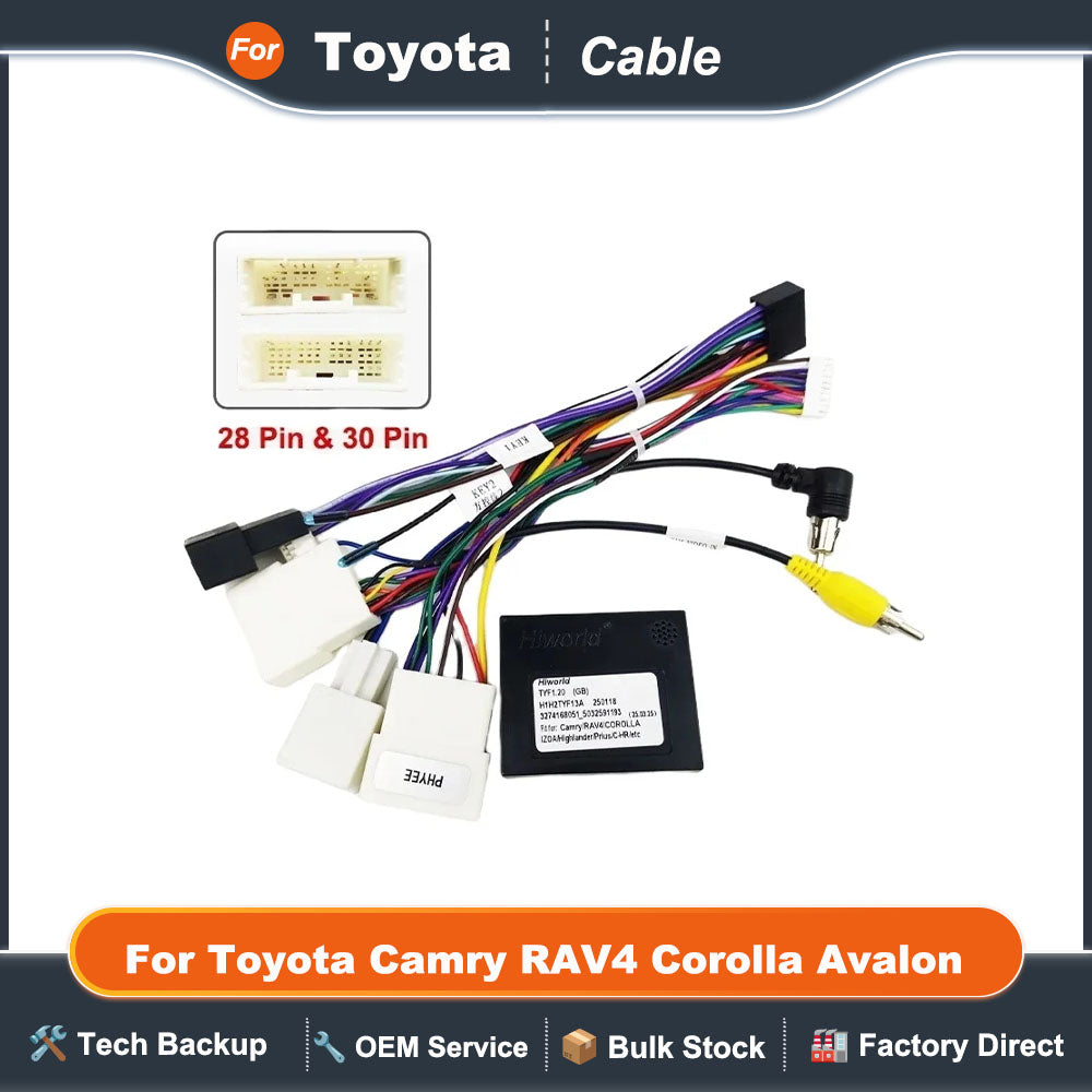 CAN Bus Radio Wiring Harness 16 Pin Plug to 28Pin 30Pin Car Android System Cable Adapter for Toyota Camry RAV4 Corolla Avalon