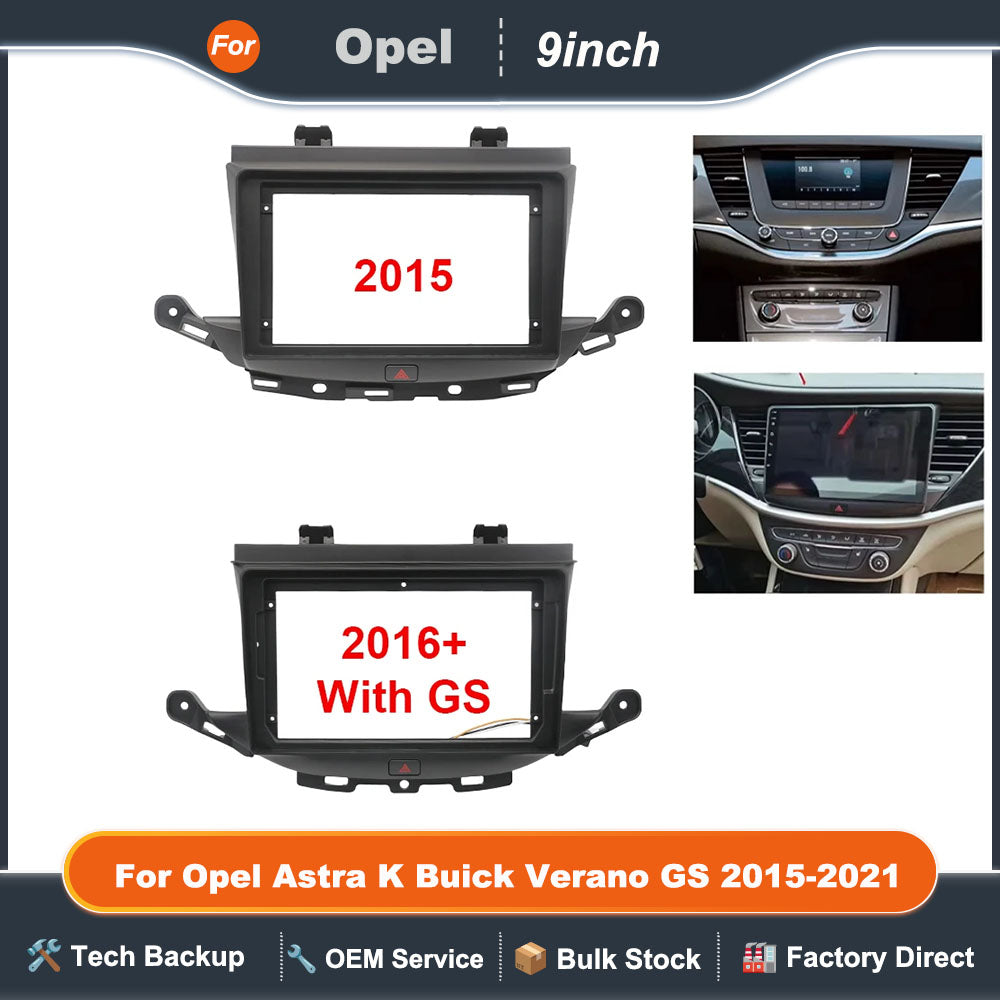 9 Inch 22.86cm Car Radio Frame for Opel Astra K Buick Verano GS 2015-2021 Stereo Panel Wiring Harness Power Cable Adapter Canbus