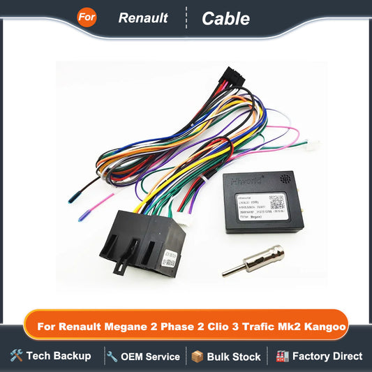 CAN Bus Decoder, ISO Wiring Harness Adapter,  16 Pin Car Android Cable, for Renault Megane 2 Phase 2, Clio 3, Trafic Mk2, Kangoo