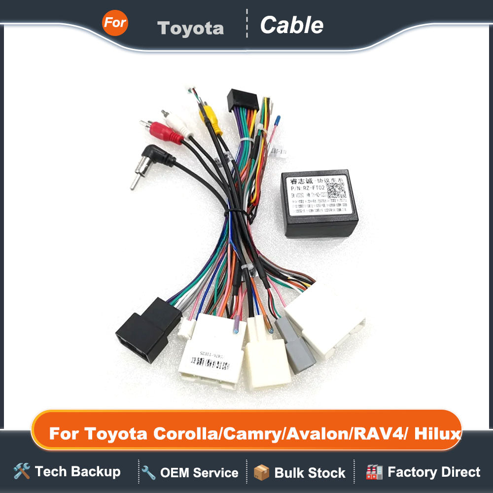 Canbus Box Decoder FT-RZ-02 For Toyota Corolla/Camry/Avalon/RAV4/ Hilux/Sienna/16 Power Harness Wiring Cable 2 Din GPS Car Radio