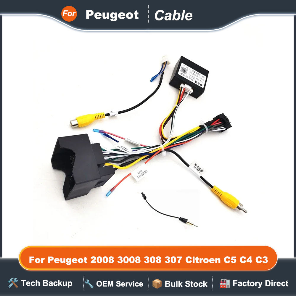 16 Pin to Quadlock Wiring Harness CANBUS Decoder Box Car Quad Lock Cable Adapter For Peugeot 2008 3008 308 307 Citroen C5 C4 C3