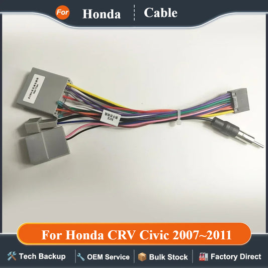 For Honda CRV Civic 2007~2011 Android 16PIN Navigation MP5 Power Cord Car Radio Stereo Player Wiring Harness Cable Adapter
