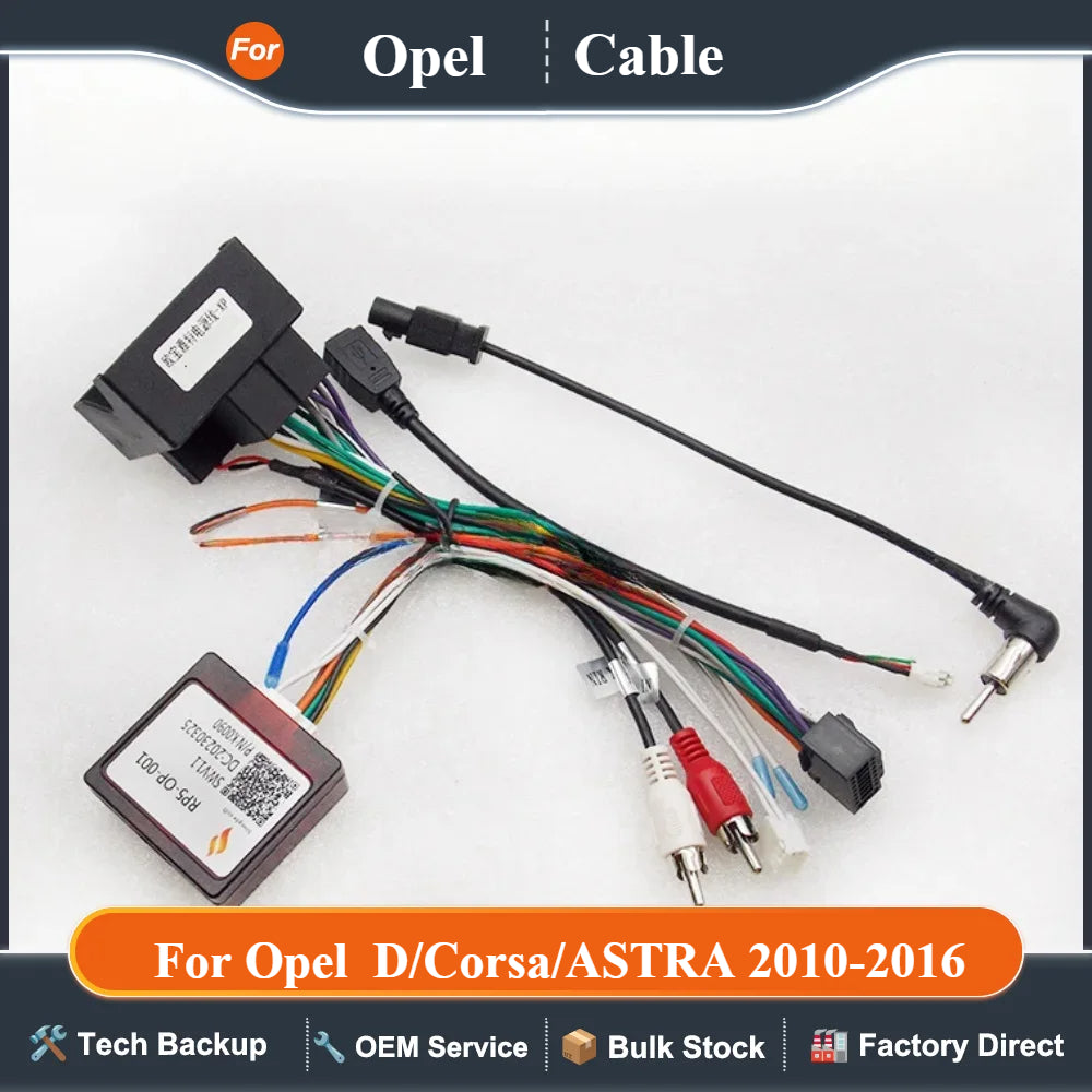 Car Audio 16 Pin Android 2 Din GPS Video Power Cable Adapter With Canbus Box RP5-OP-001 For Opel D/Corsa/ASTRA 2010-2016