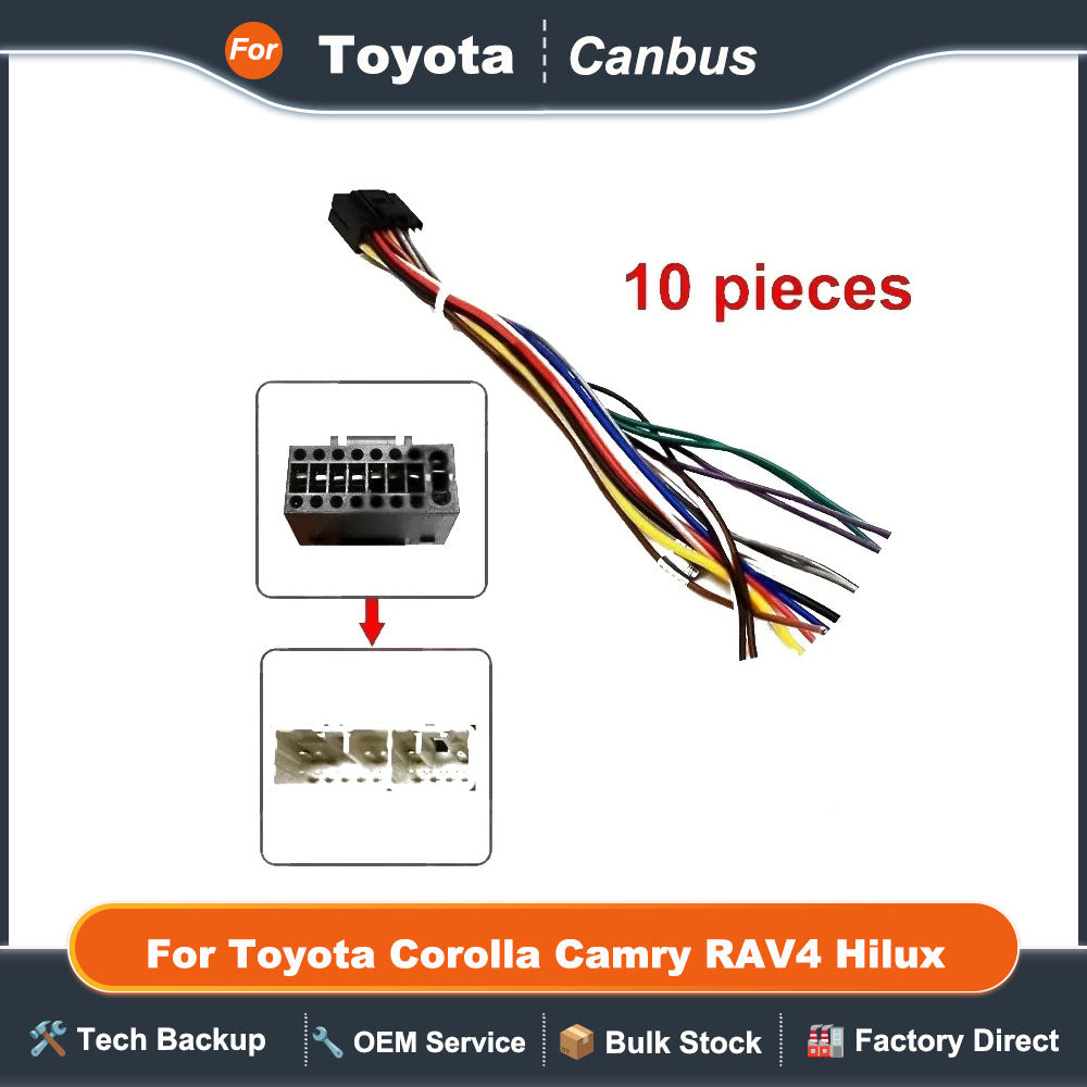 Radio Wiring Harness Adapter 16 Pin Connector Plug 10 Pcs Wholesale Cable for Toyota Corolla Camry RAV4 Hilux Land Cruiser Yaris