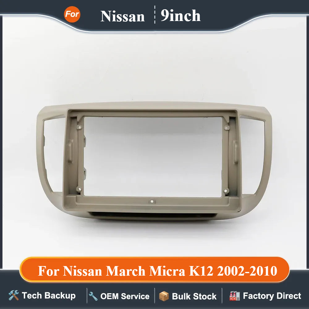 For Nissan March Micra (K12) 2002-2010 (9INCH) Car Radio Fascias Installation Dash Frame 2 Din Panel DVD Gps Mp5 Android Player
