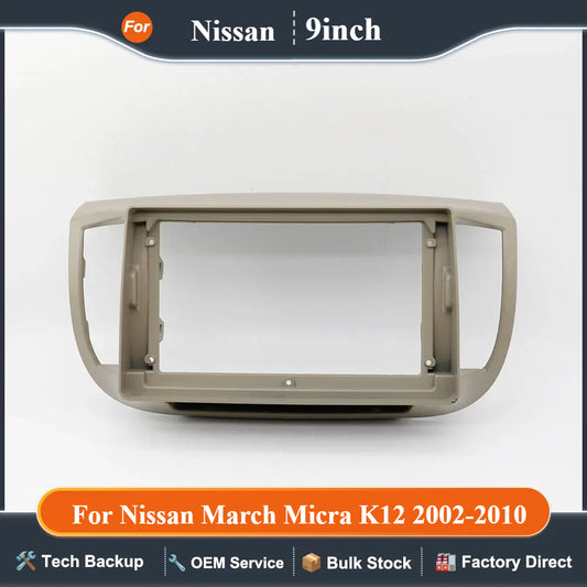 For Nissan March Micra (K12) 2002-2010 (9INCH) Car Radio Fascias Installation Dash Frame 2 Din Panel DVD Gps Mp5 Android Player