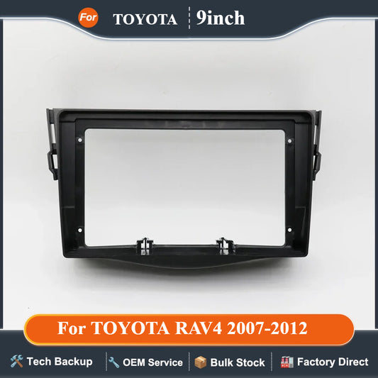 9 Inch 22.86cm for 2007-2012 Car DVD Frame Audio Dash Trim Kits Facia Panel Radio Player Screen 2 Din for TOYOTA RAV4