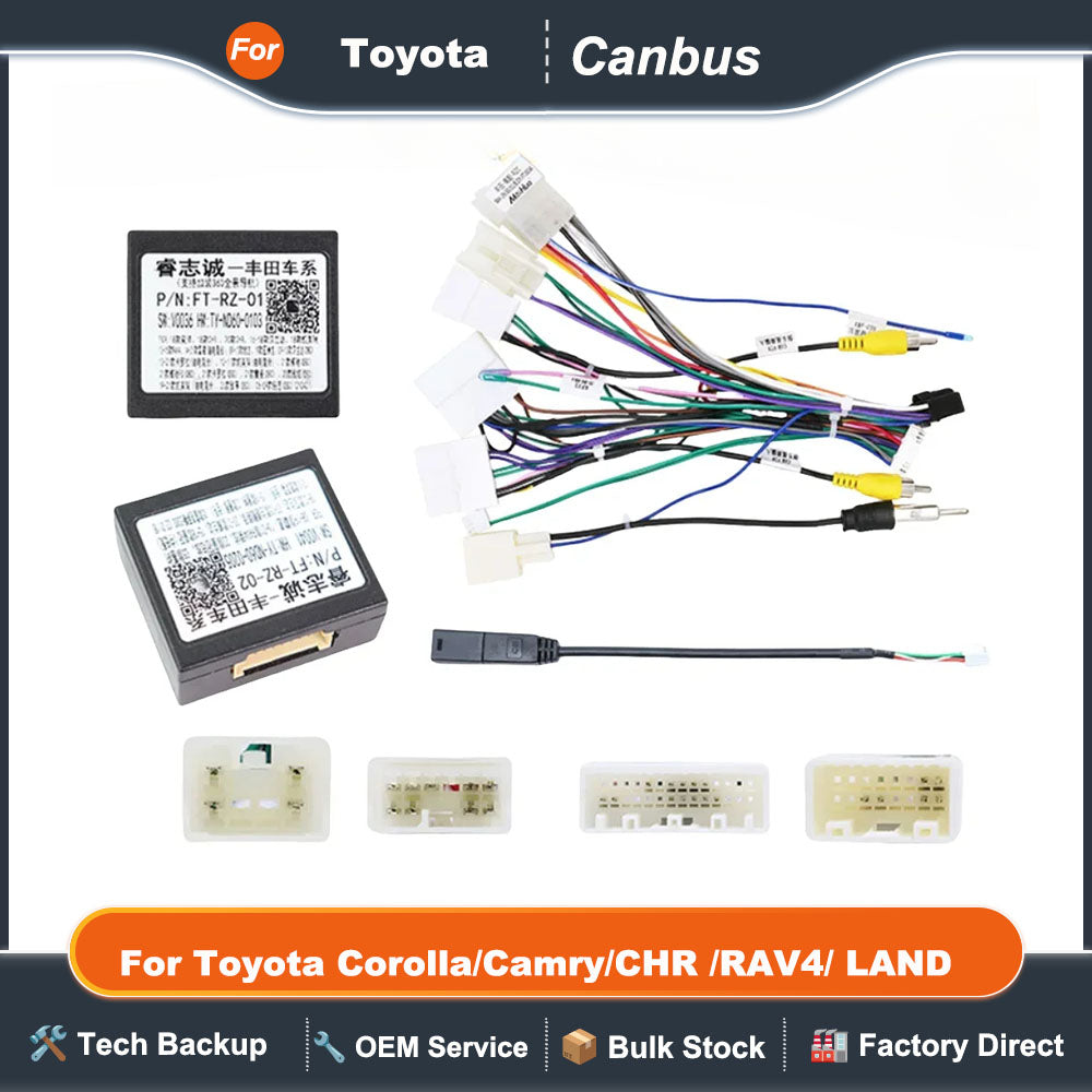 Canbus Box FT-RZ-01 FT-RZ-02 For Toyota Corolla/Camry/CHR /RAV4/ LAND CRUISER With Wiring Harness Power Cable Android Car Radio