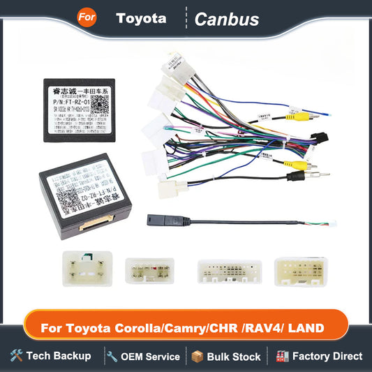 Canbus Box FT-RZ-01 FT-RZ-02 For Toyota Corolla/Camry/CHR /RAV4/ LAND CRUISER With Wiring Harness Power Cable Android Car Radio